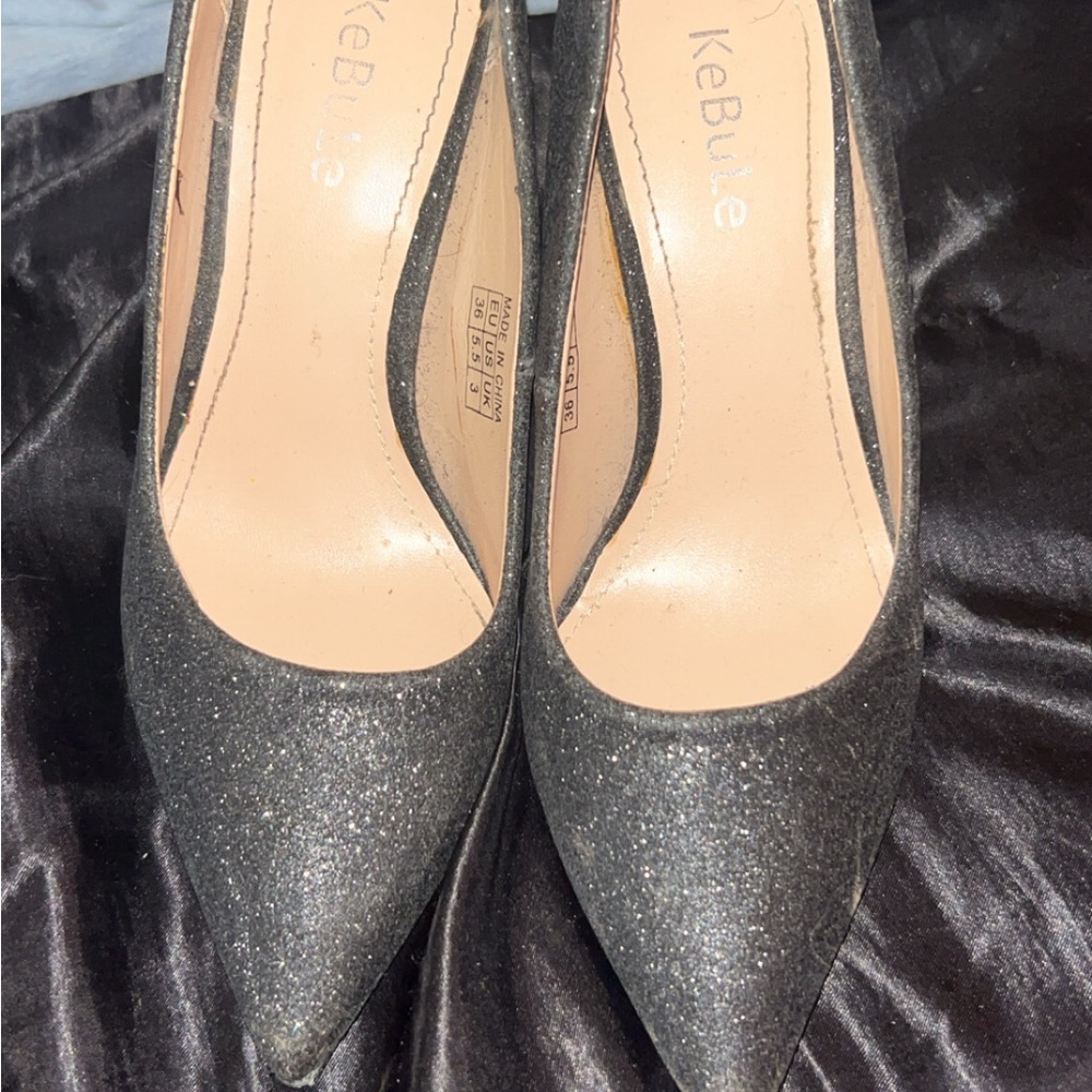 Black Glitter Women's Heels